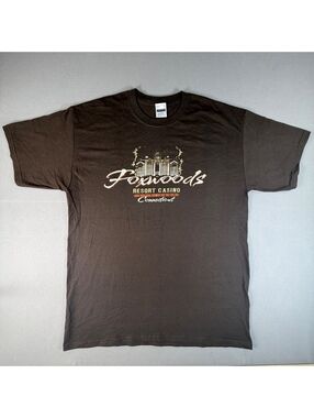 Vintage Foxwoods Casino Connecticut Shirt Mens L Brown Perrin Souvenir Tee